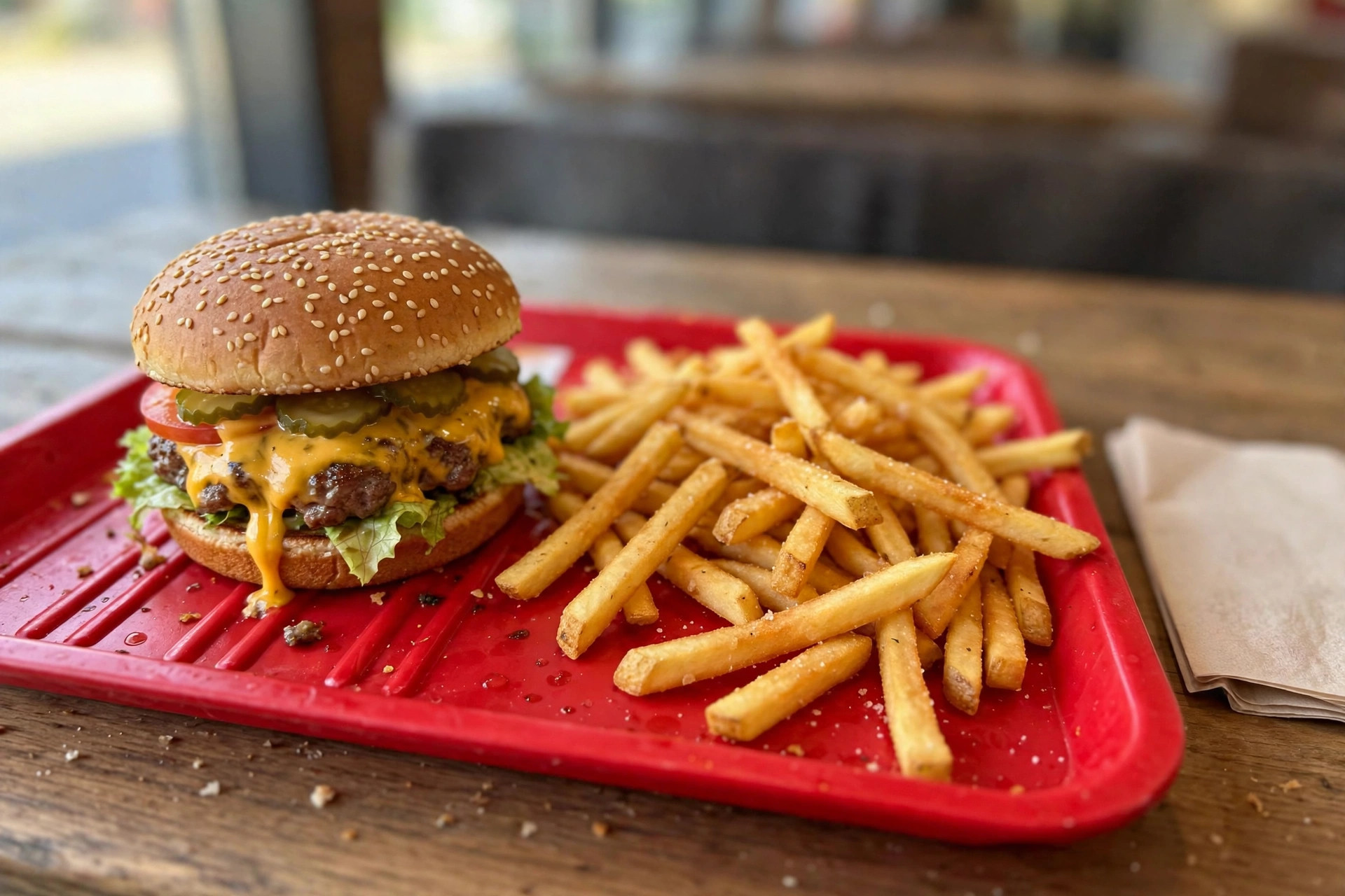 Grill and Chill food category - stacked burger and chicken strip basket