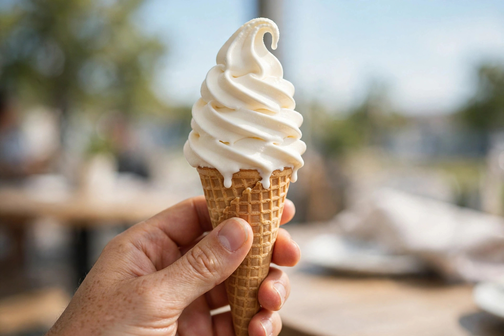 Ice cream cones and sundaes category - vanilla soft serve cone with the DQ curl