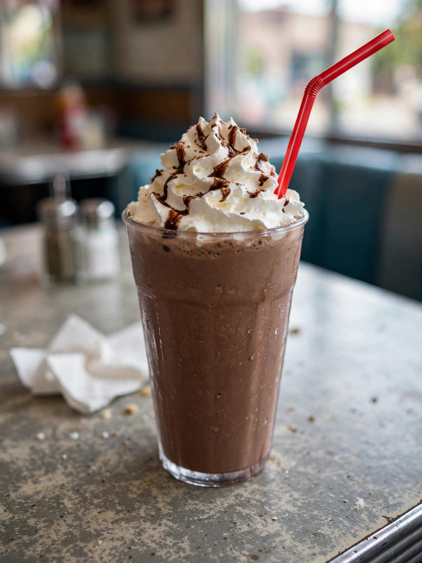 Shakes and drinks category - thick hand-spun milkshake with whipped topping