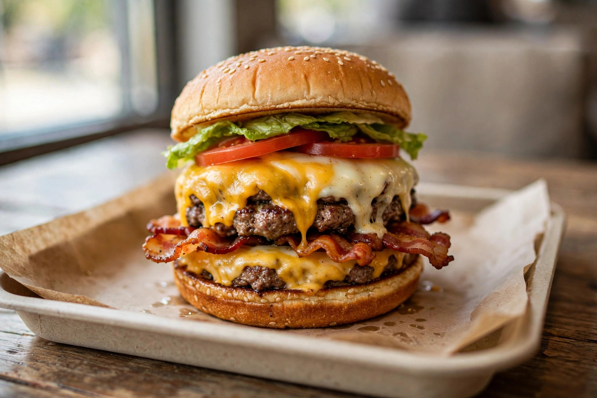 Bacon Two Cheese Deluxe Burger