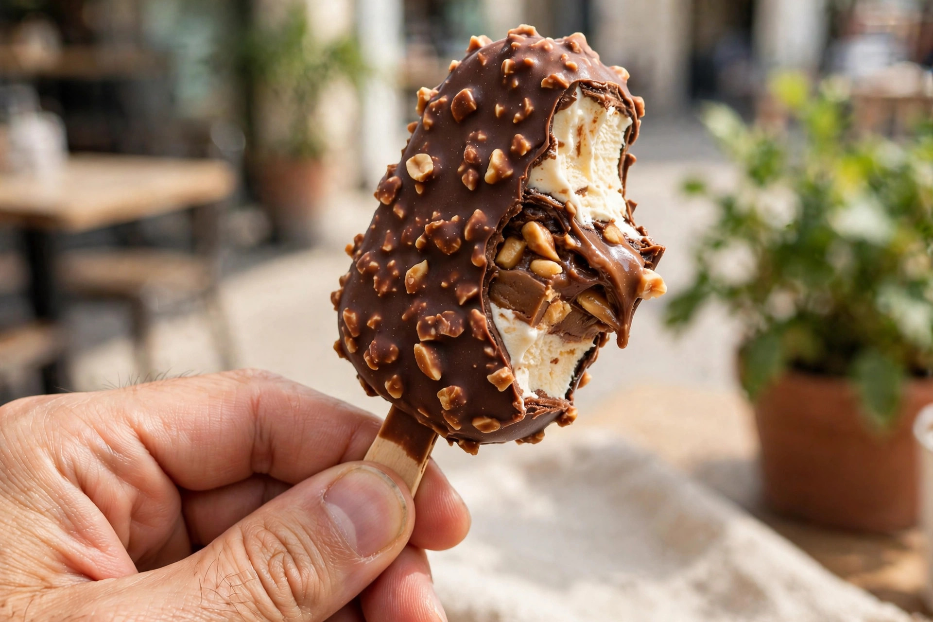 BUSTER BAR with peanuts and fudge under a chocolate coating