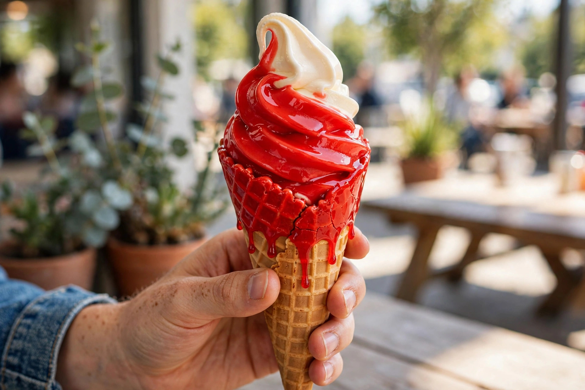 Cherry-Dipped Cone with a red cherry shell