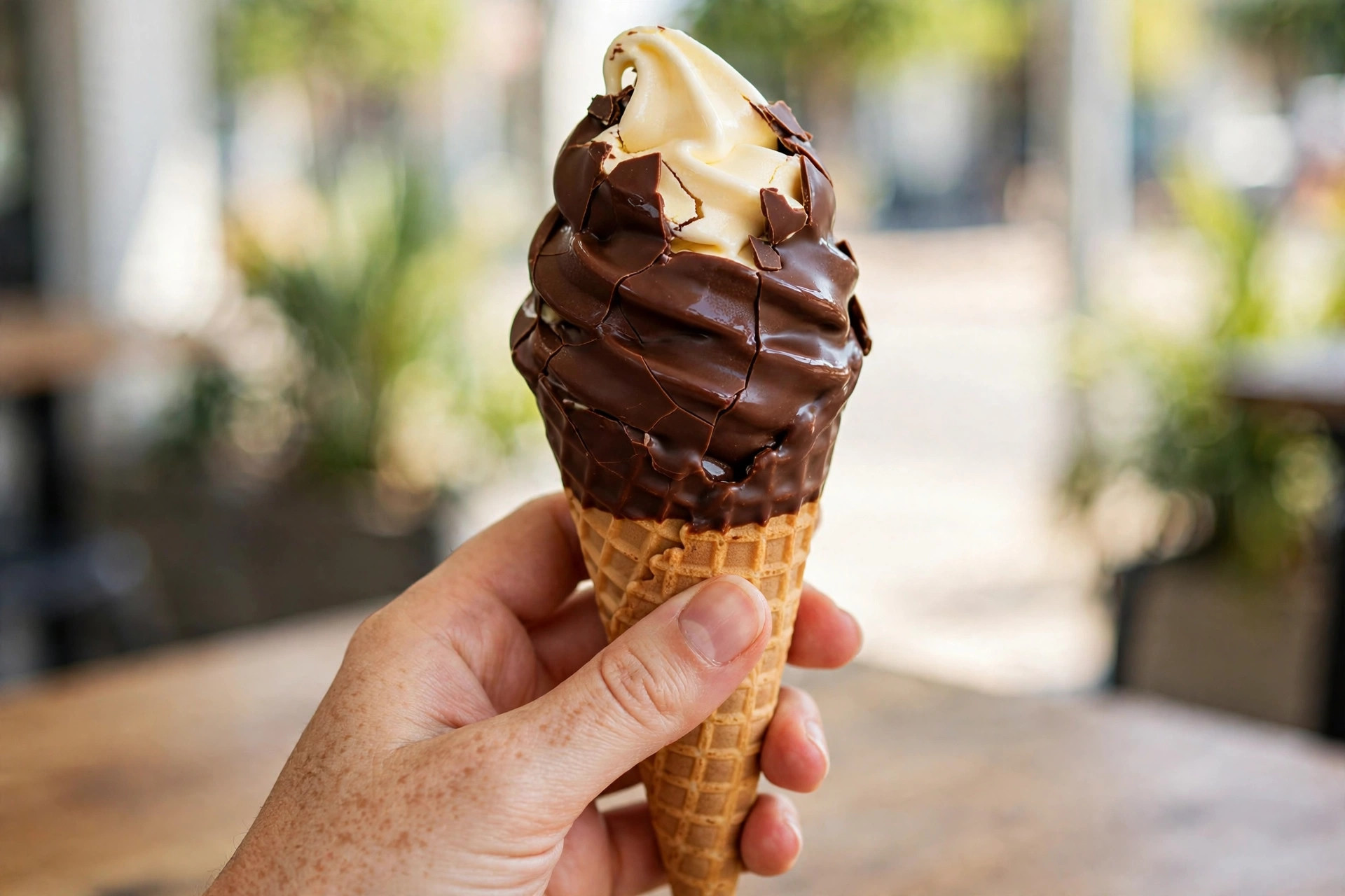 Chocolate-Dipped Cone with a crisp chocolate shell