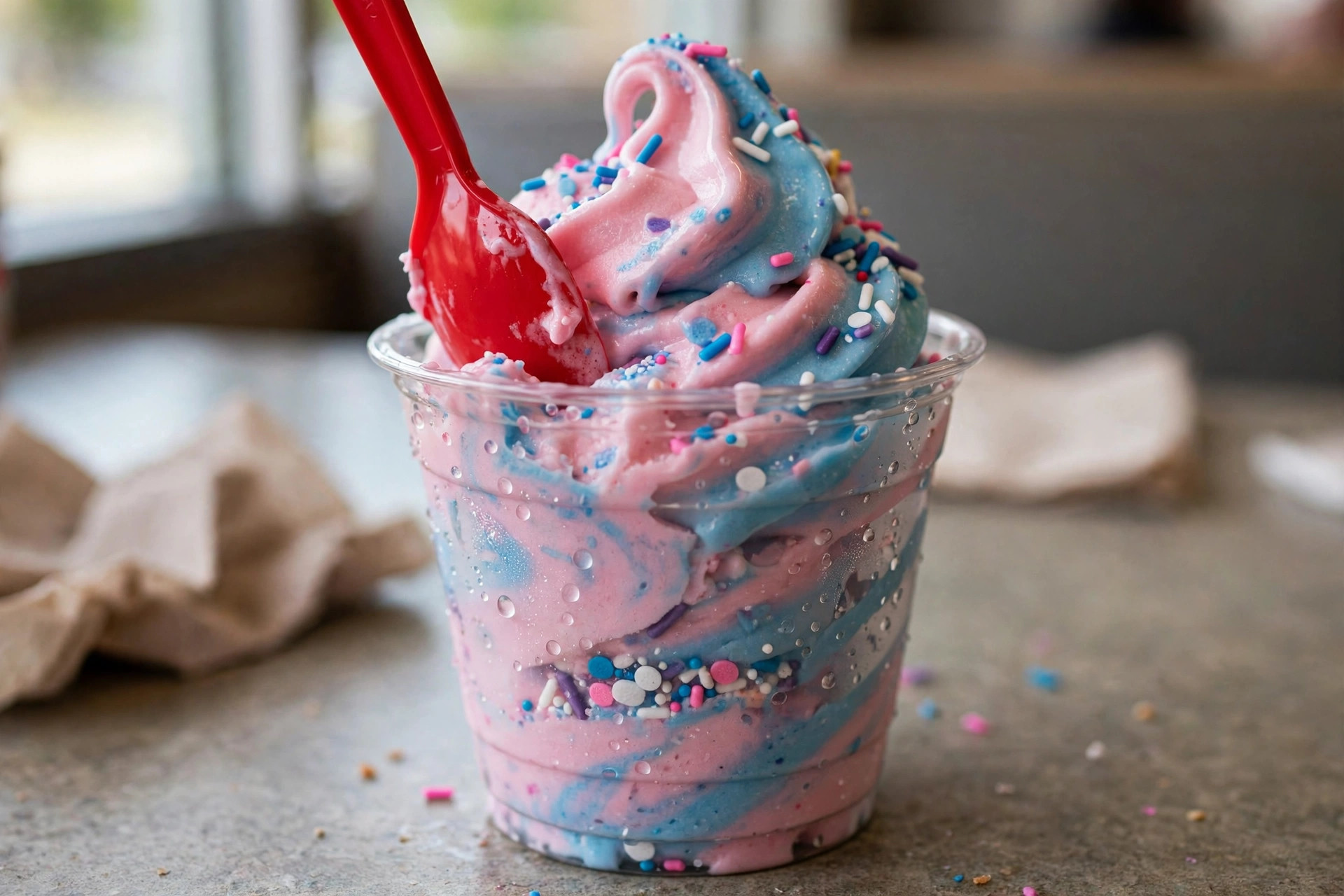 Cotton Candy Blizzard Treat in pink and blue