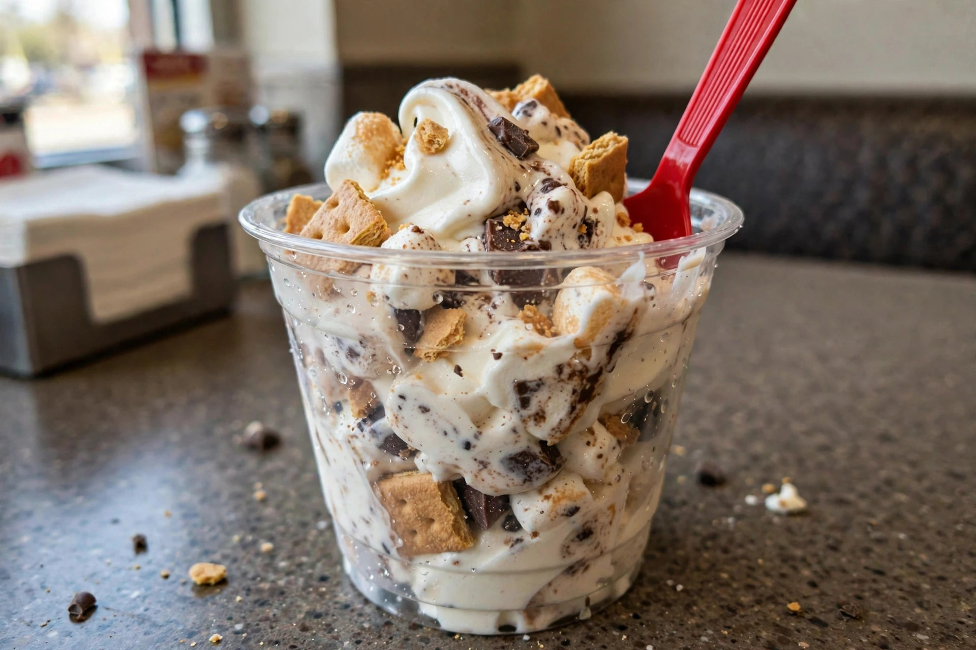 S'mores Blizzard Treat with graham and marshmallow